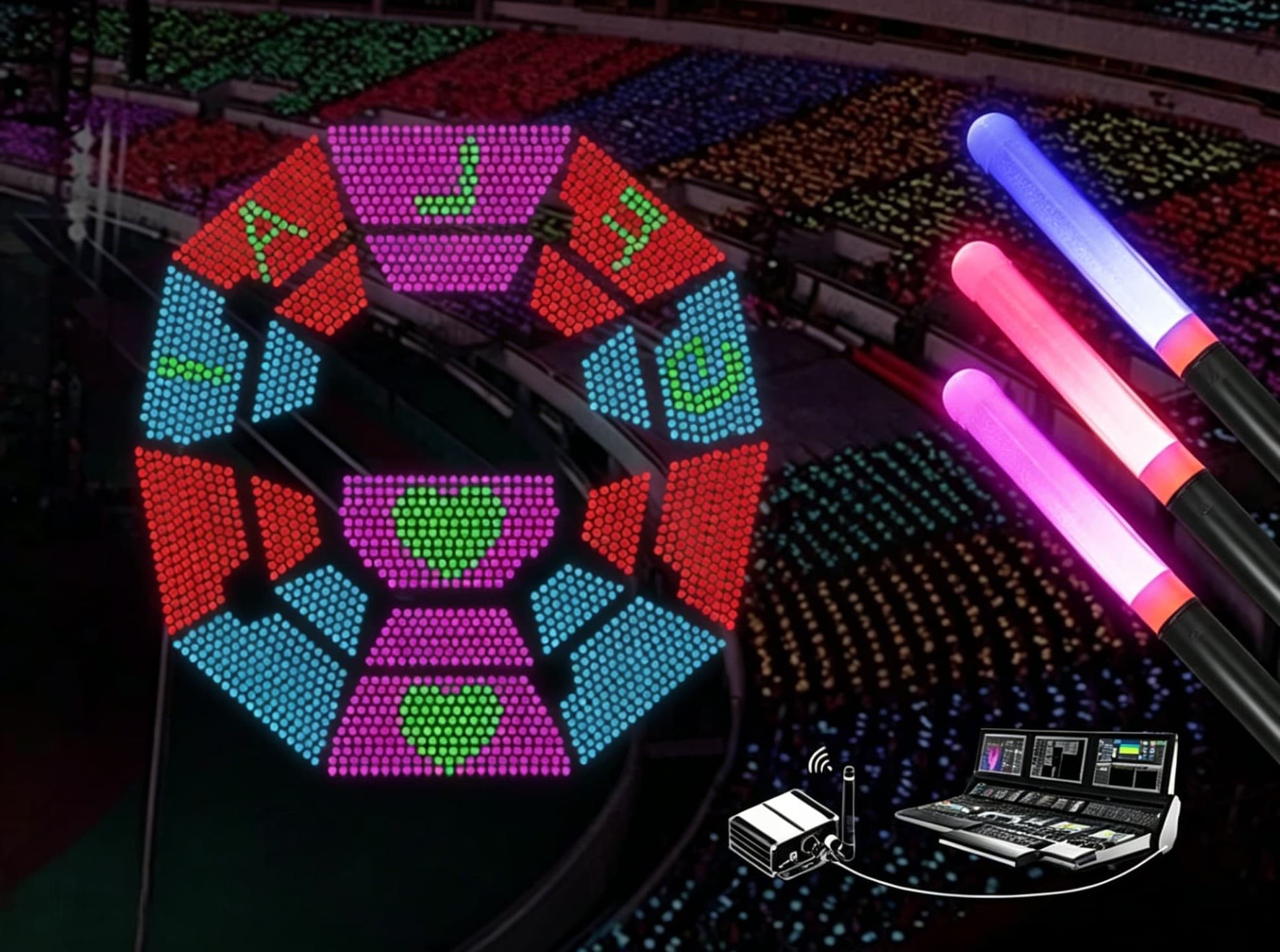 DMX sync reusable LED concert stick