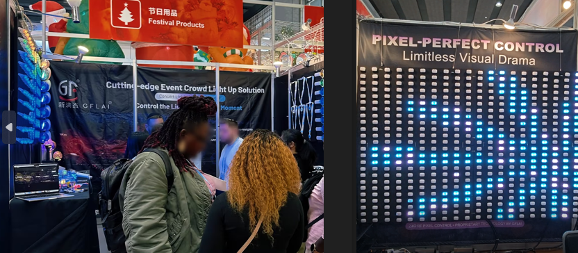 Automated real-time test wall showing 480 synchronized flashing bracelets operating together at the 139th Canton Fair
