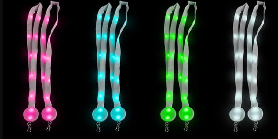 GFH-001 nylon LED lanyard with ABS badge and strap LEDs