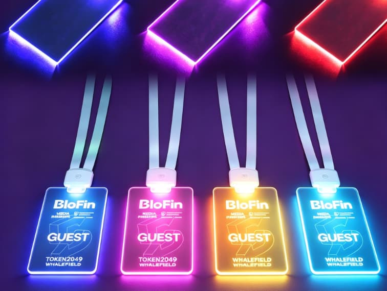 GFH-004 transparent acrylic LED lanyard with backlit badge and polyester strap