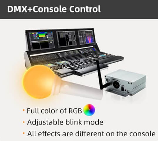 DMX control transmitter for concert light sticks