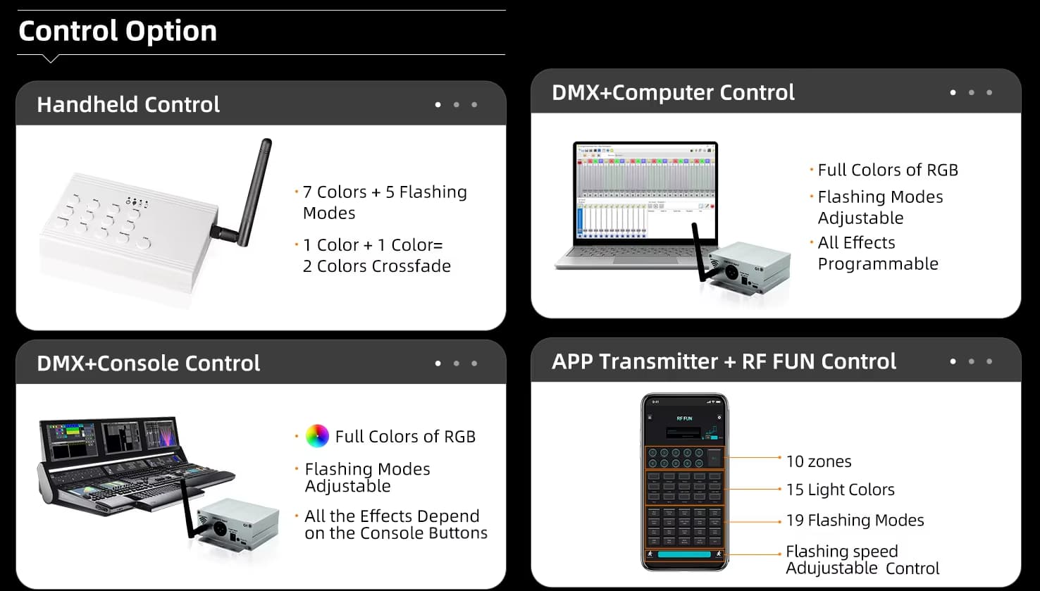 led bracelets for events - control-option four integrated controller modes of GFLAI wireless RF system