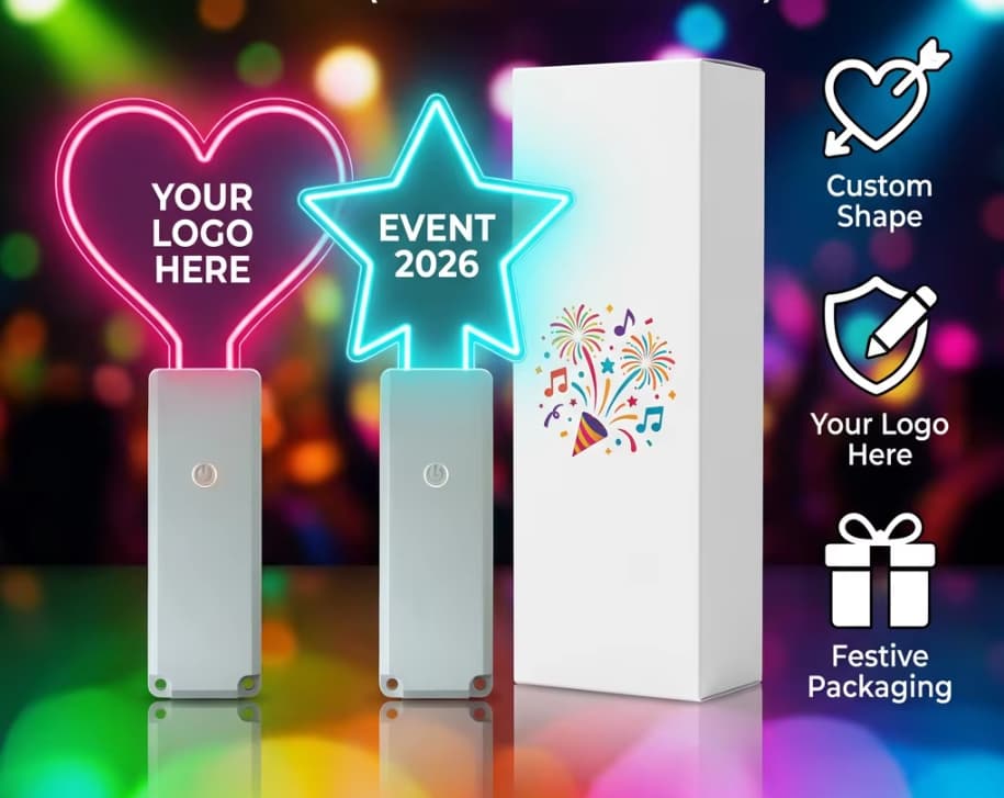 Custom LED lightstick GFE005 acrylic model with laser-cut custom shape top for artist merchandise