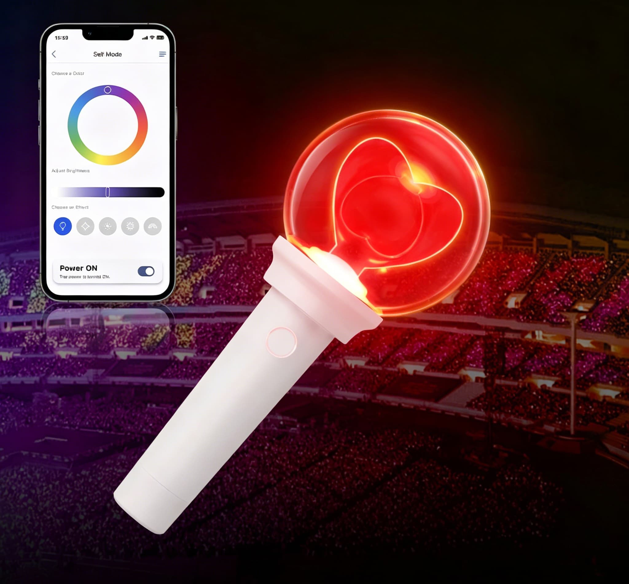 Bulk custom light sticks with logo displayed at event