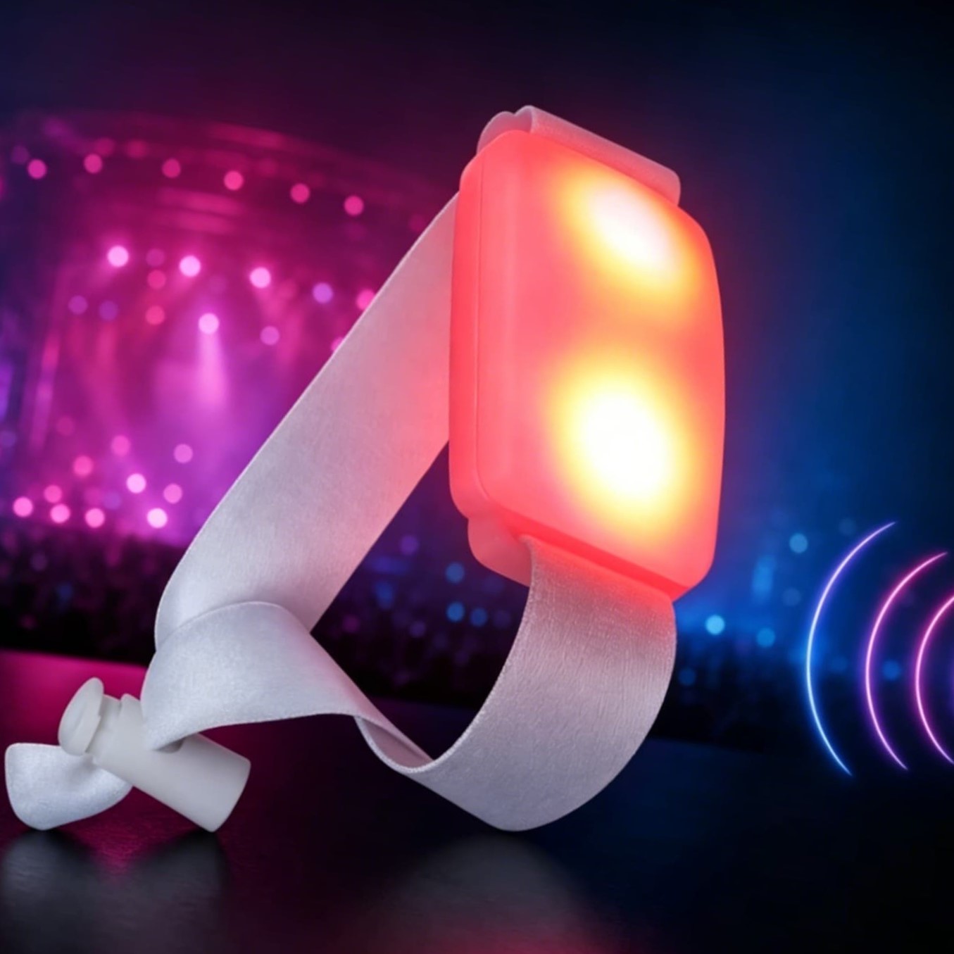 LED light bracelet – fabric strap with adjustable closure for brand events