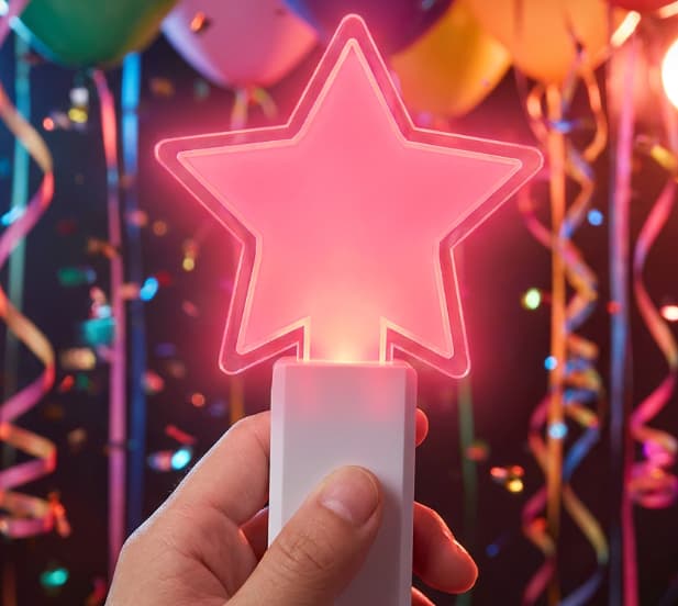 Custom acrylic lightstick fan meeting event with branded acrylic tops featuring exclusive fan club logo designs