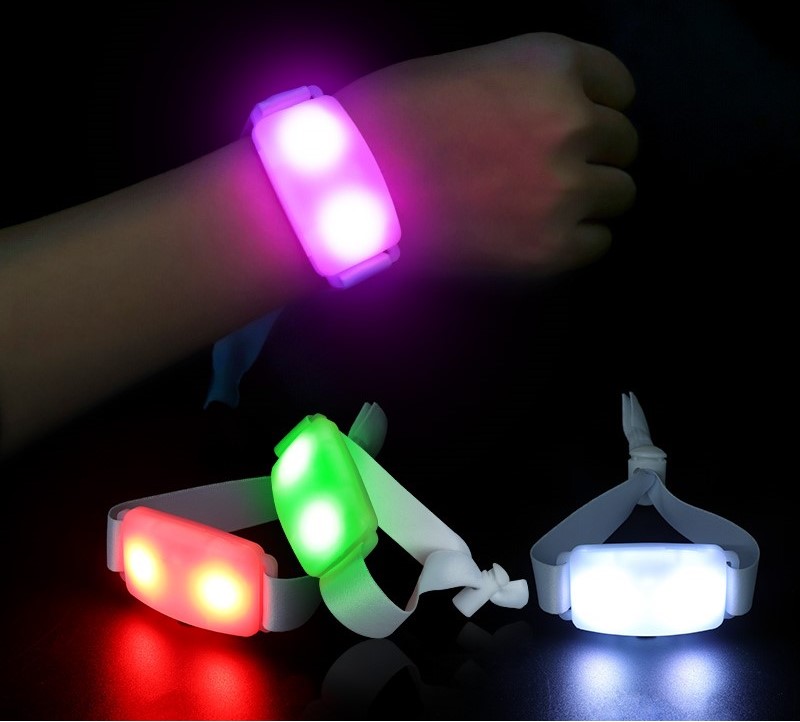 GFLAI 2LEDs Fabric LED Wristband with custom sublimation printing