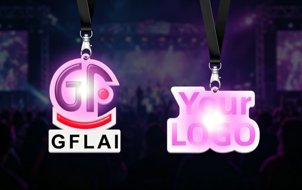 Collection of GFH series LED lanyard models showing different strap materials and badge types