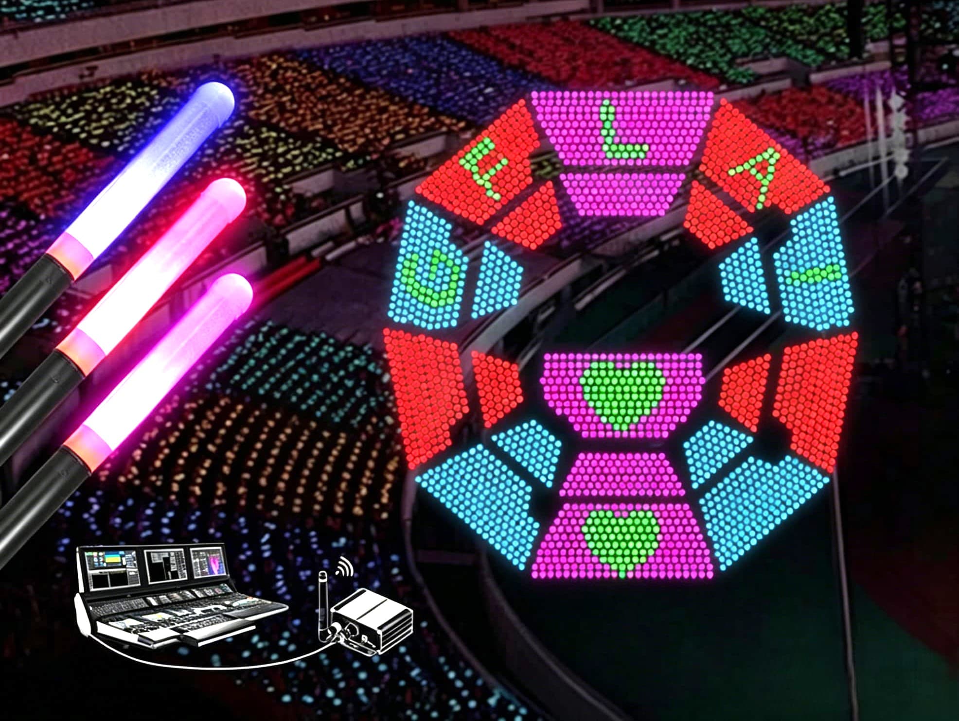 DMX512 Wireless Synchronizable Lightstick for concerts