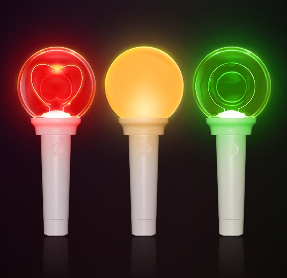 GFE009 translucent dome top glowing bulb stick displaying deep crimson and amber light beams