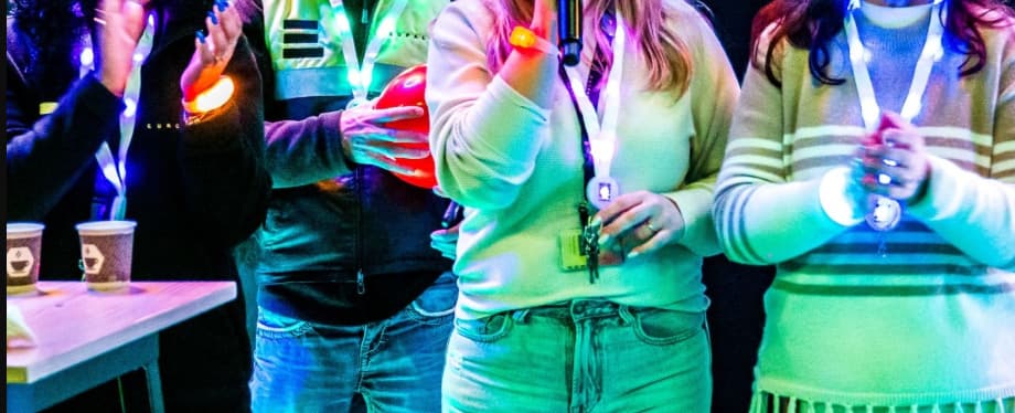 Custom firmware programmed LED lanyard with unique light sequence designed for a specific artist performance