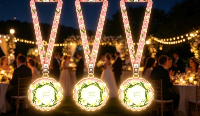RF controlled LED lanyard audience changing colors simultaneously from one remote press at an event