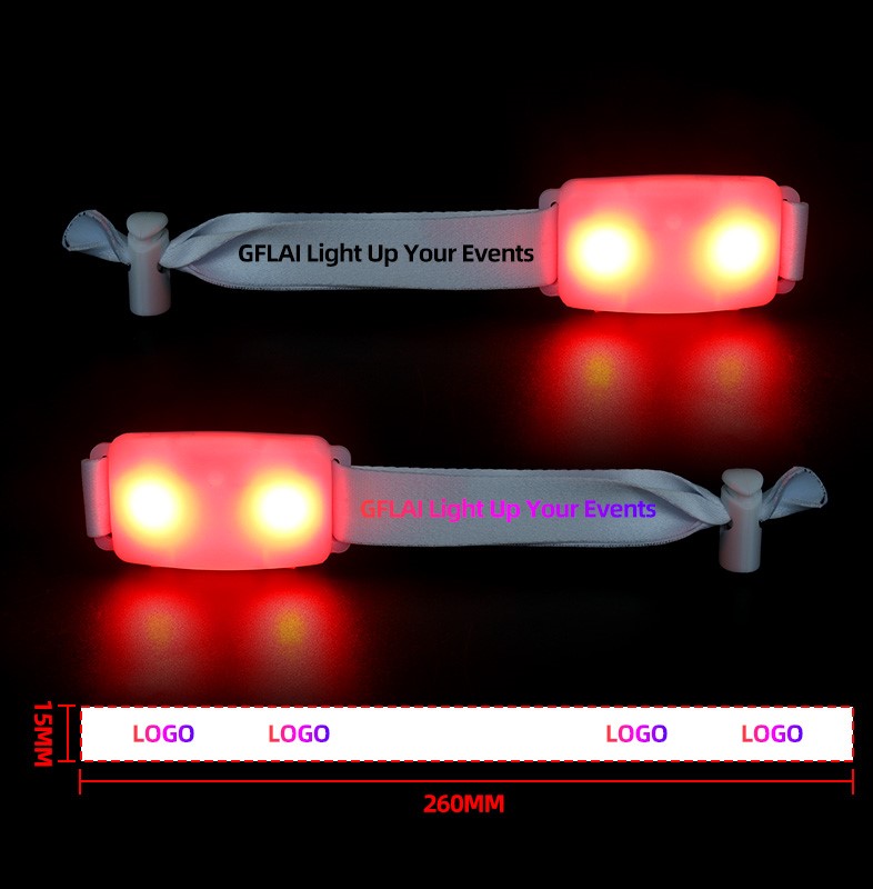GFLAI Branded Fabric Ribbon Audience LED Wristband