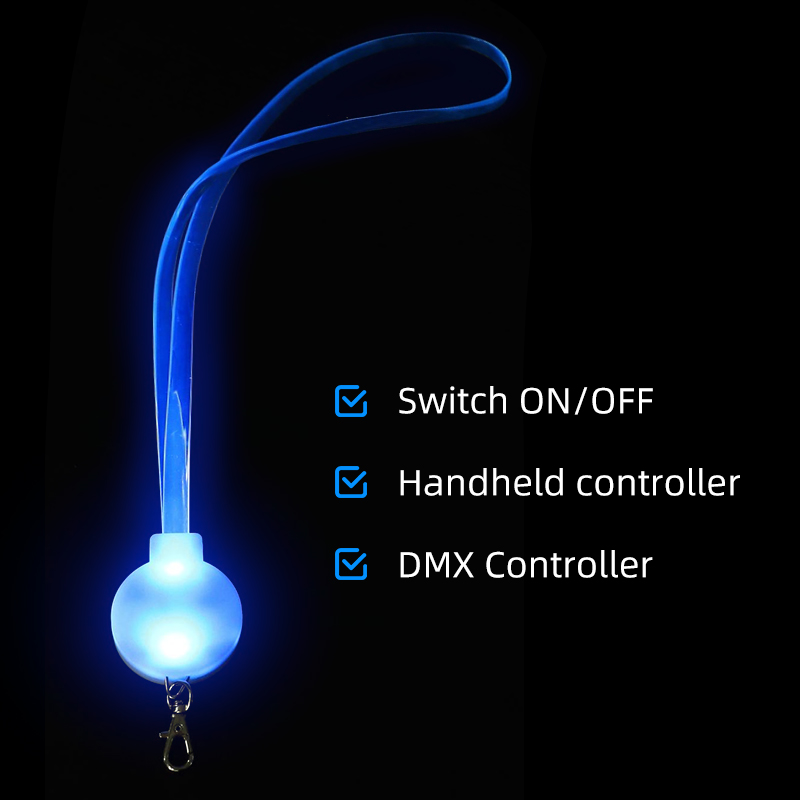 Close up of transparent TPU light up LED lanyard strap showing clarity and glossy finish