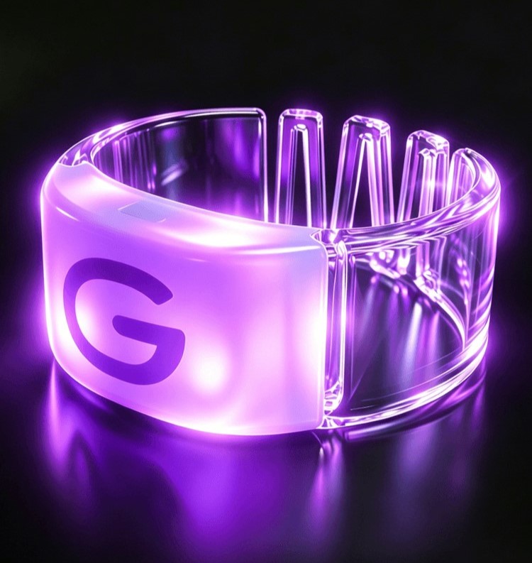 LED light bracelet – W-shaped band with 4 RGB LEDs for high-visibility stadium use