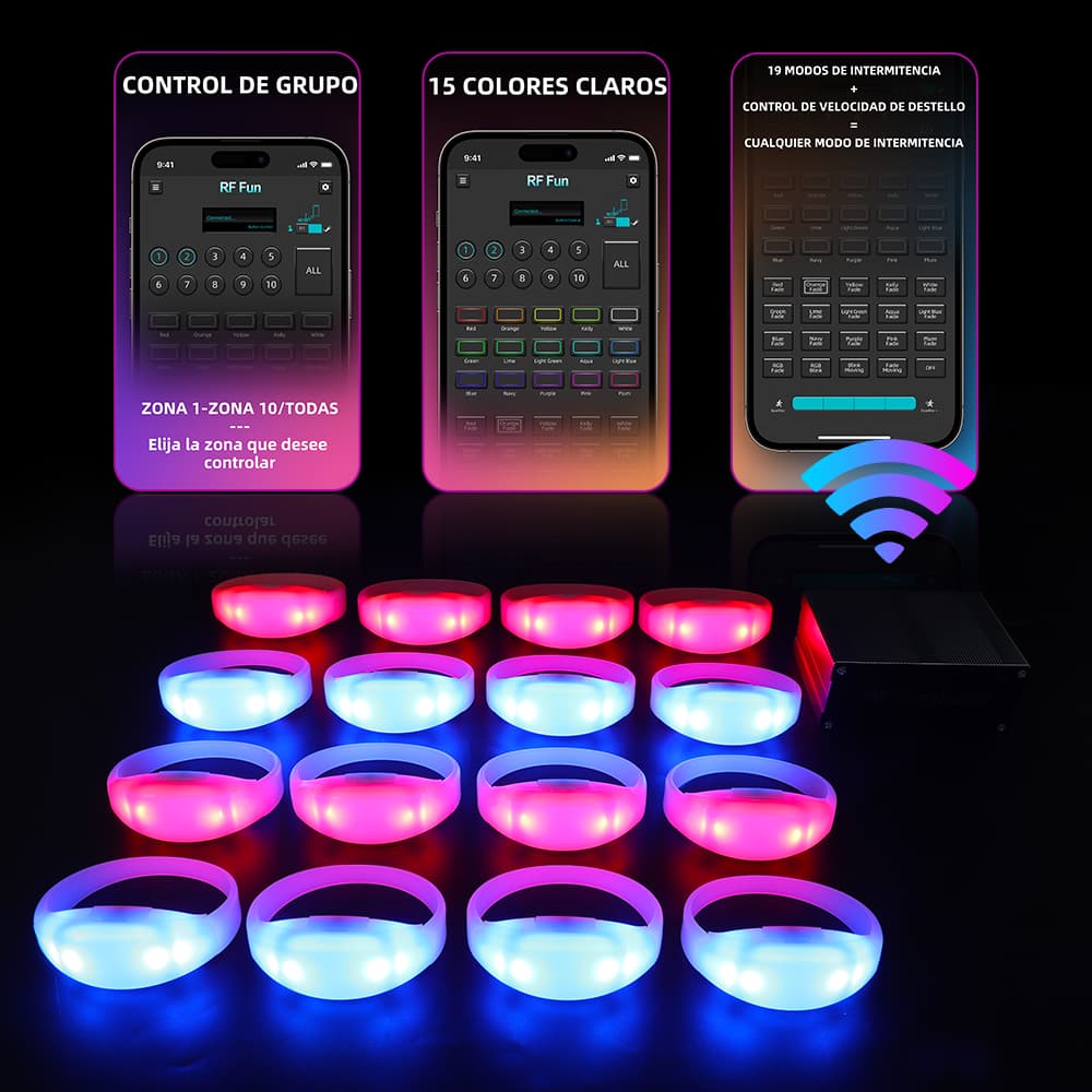 Custom wristbands for events – multiple colour options lined up for inspection